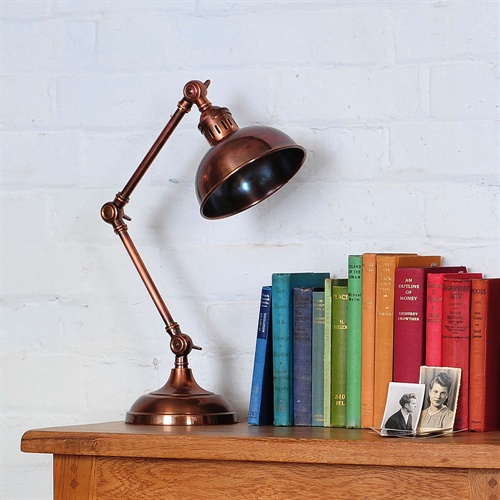 Cambridge Antique Copper Desk Lamp (A792) with Free Delivery The Cotswold Company