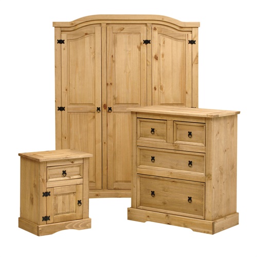 Corona Mexican Solid Pine Bedroom Furniture Set L236 with Free 