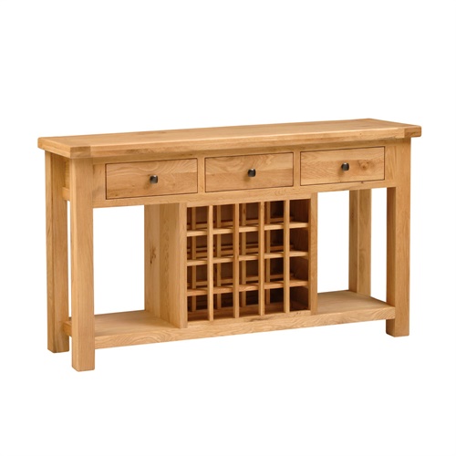 Portland Oak 3 Drawer Console with Wine Rack (L503) with Free Delivery