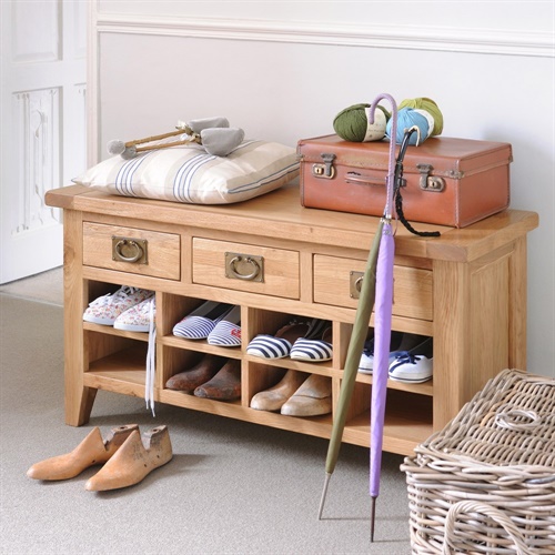Montague Oak Shoe with Drawers (M513) with Free Delivery The Cotswold Company